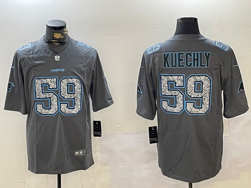 Men Carolina Panthers #59 Kuechly Grey 2024 Nike Olive Salute To Service Limited NFL Jersey style 1